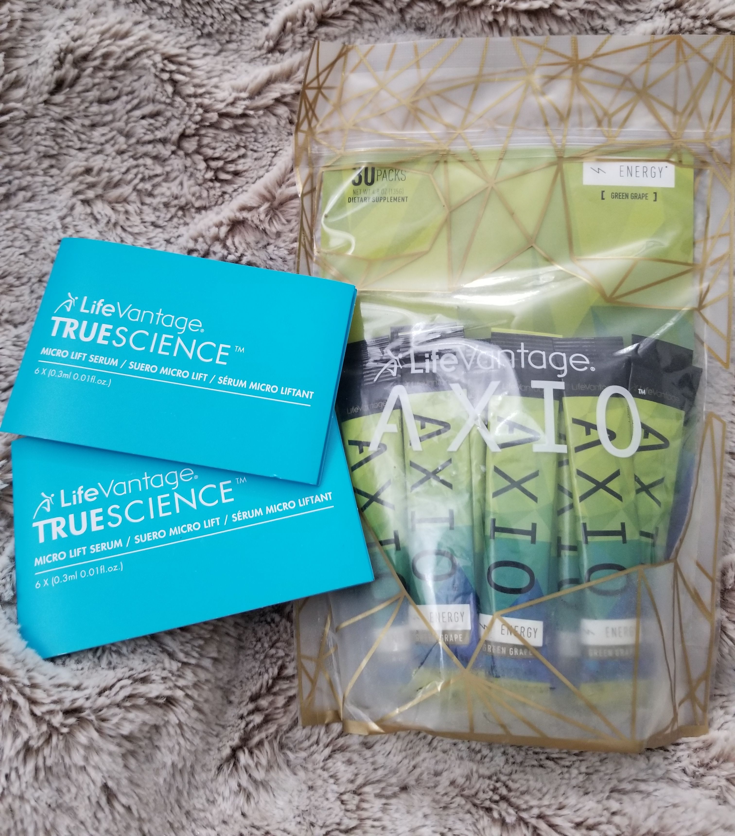 LifeVantage Axio energy drink mix and TrueScience Micro Lift Serum