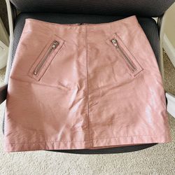 Pink Pleather Mini Skirt