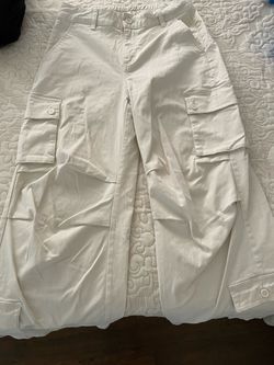 White Cargo Pants with Button Pockets size M