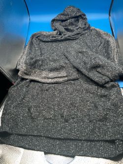 Commerce gray marled knit pullover hoodie 2XL