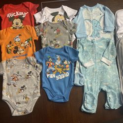 Baby boy Disney clothes, 0-3 mo and two shower towels