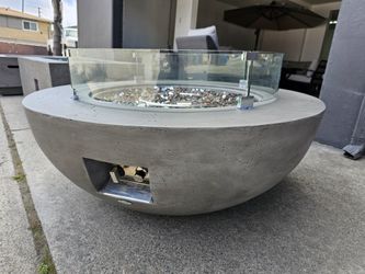 New Outdoor Patio Furniture Concrete Fire Pit Heater Table  70k Btu