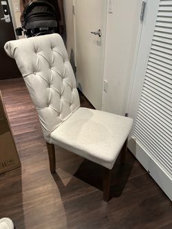 Beige fabric Table chairs x6