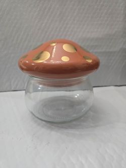 Mushroom Glass Storage Jar with Ceramic Lid