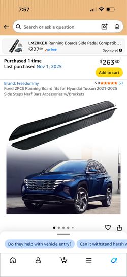 New Fixed 2PCS Running Board fits for Hyundai Tucson 2021-2025 Side Steps Nerf Bars Accessories w/Brackets
