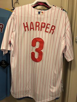 White Bryce Harper #3 Phillies away jersey