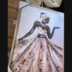 2pcs Black Woman Canvas Wall Art African American Black Female Posters Prints Black Girl Wall Decor Pictures for Living Room Bedroom Decoration, 20x18