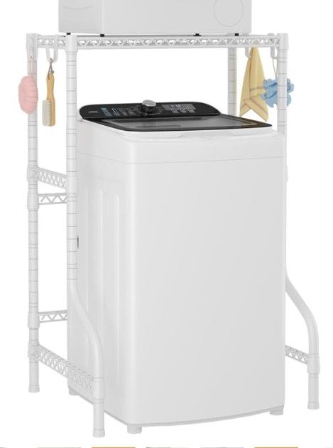 Over Washer Dryer Stacking Rack for Narrow Small Laundry Room & Bathroom