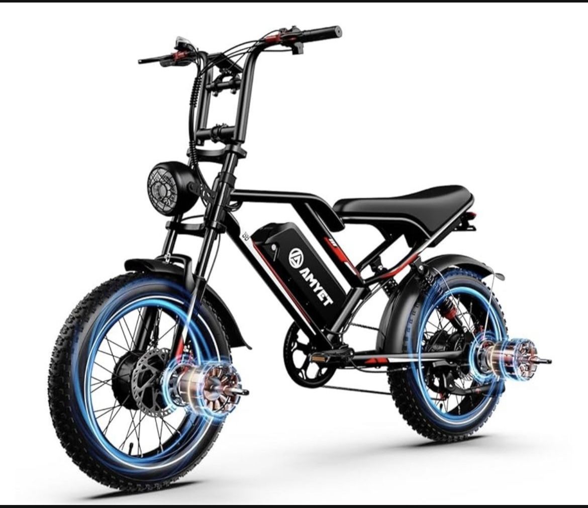 S8 Peak 3000W Dual Motor AWD Electric Bike for Adults 48V 25Ah Ebike 33MPH Electric Bicycles 75+ Miles Max Range Hydraulic Disc Brake Full Suspension 