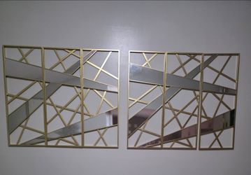 Gold Geometric Wall Mirror Set