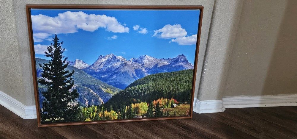 Canvas Photo Of Rocky Mountains Framed