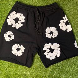 black and white denim tear shorts size L 