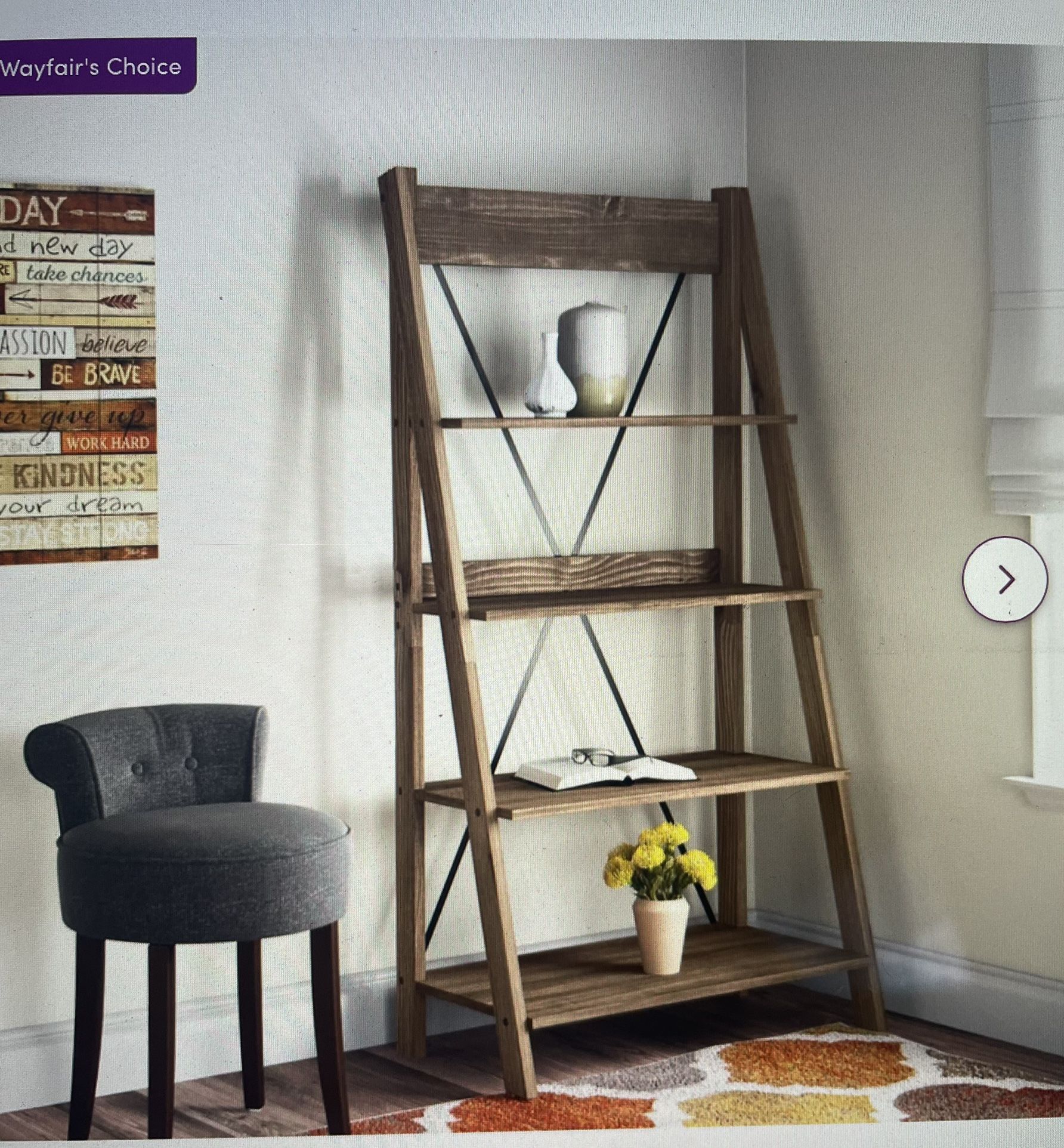 Solid Wood Ladder Bookcase - Farmhouse Style!