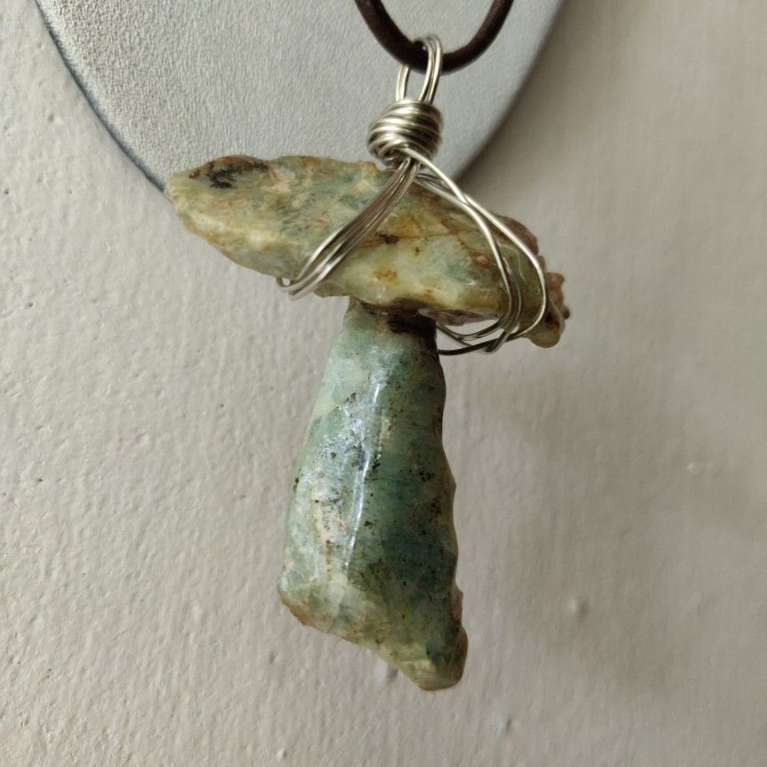 Handcrafted Raw Aquamarine And Quartz Necklace
