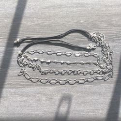 Silpada .925 silver necklace 28” long  multi strand with suede cord Swarovski Crystals and lobster claw. N2302 