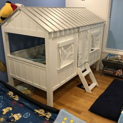 Treehouse Bedframe With Mattress White- All Wood