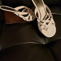 Ladies White Wedge Sandals