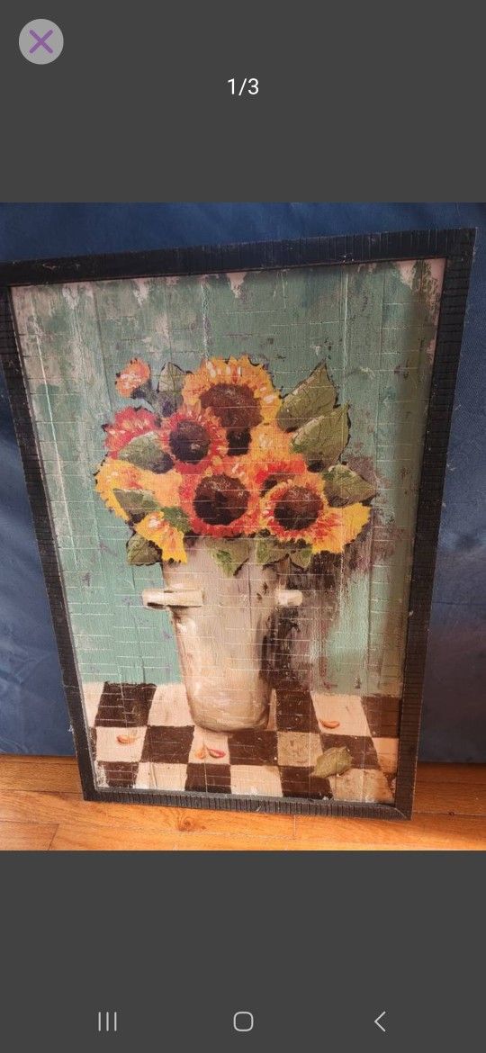 Reynolds jade sunflower Wood Art 24" x 36" x 1 1/2"