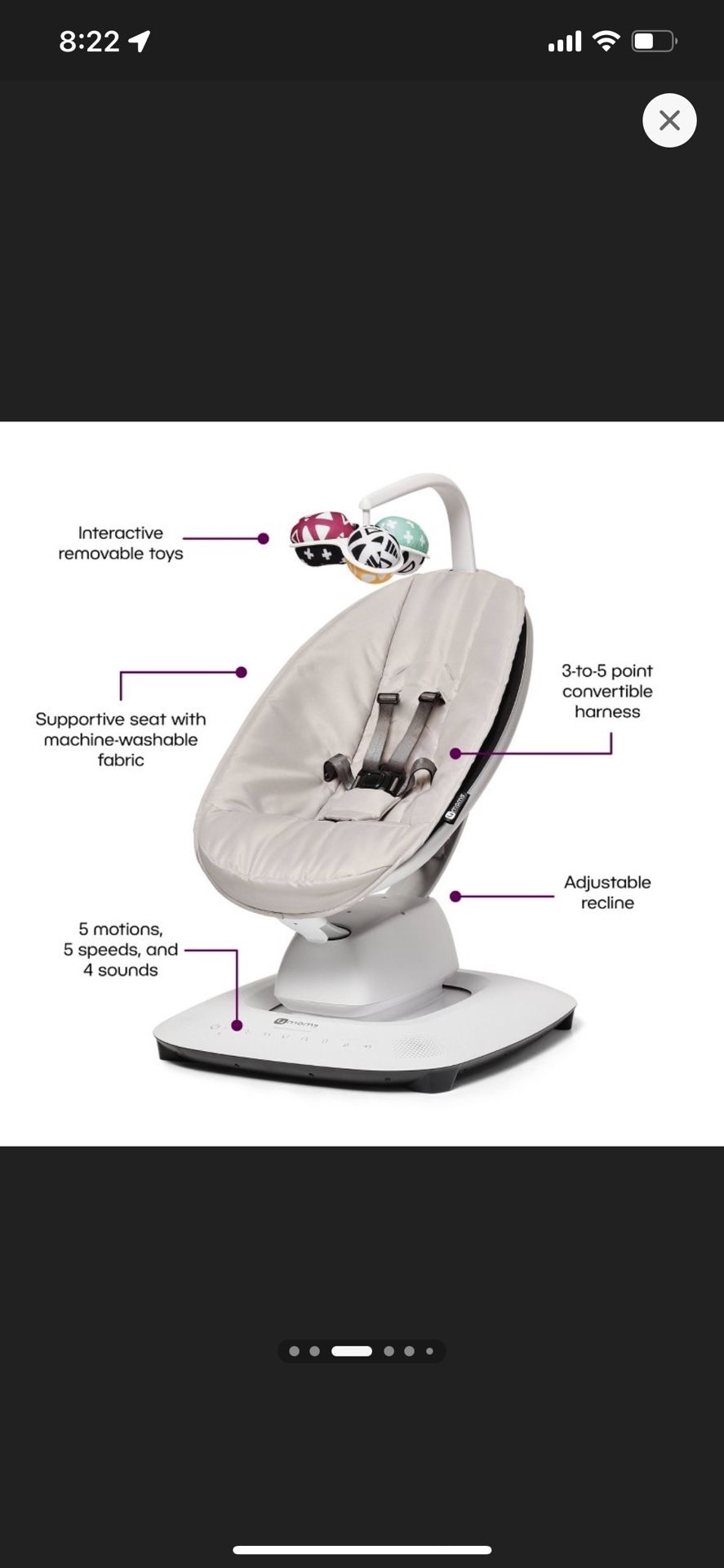 4 Moms MamaRoo® Multi-Motion Baby Swing