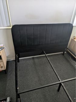 Black Queen Bed Frame & Headboard (Great Condition)