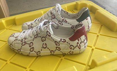 GUCCI AUTHENTIC GG LOGO WHITE RED SNEAKERS SIZE 40.5 EURO/11 US