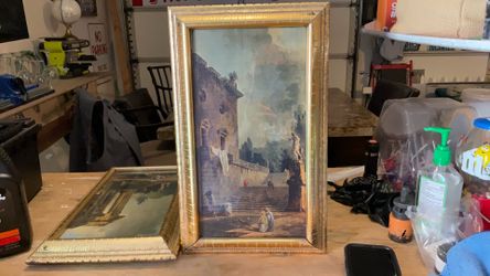 Vintage lithograph print "Park Interior: The Staricase" by artist Hubert Robert And  The Portico of a County Mansion by artist Hubert Robert
