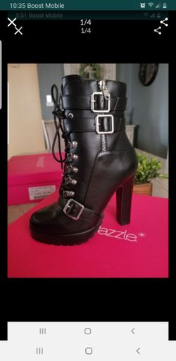 Both pair of shoes for $20 black size 6 and brown boots size 5