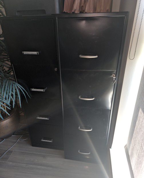 Pair Of 4 Draw Filing Cabinets