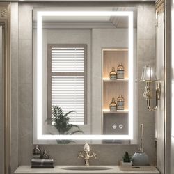 TETOTE LED Bathroom Mirror 36 X 28 Inch,White/Warm/Natural Lights,Dimmable,CRI90,IP54 Waterproof,Wall Mounted,Anti-Fog,Vanity Mirror(Horizontal/Vertic