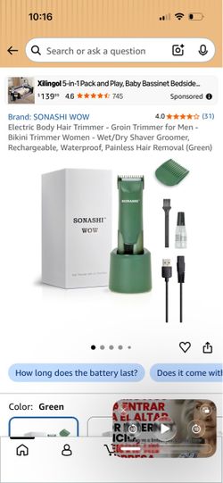 Sonashi WOW Electric Body Hair Trimmer – Green