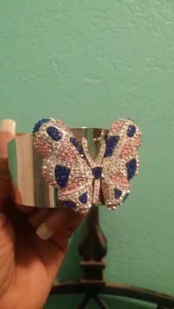 Butterfly bracelet cuff style with hundreds of crystals!!...great condition!