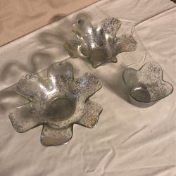 Set Of 3 Glass Candle Holders