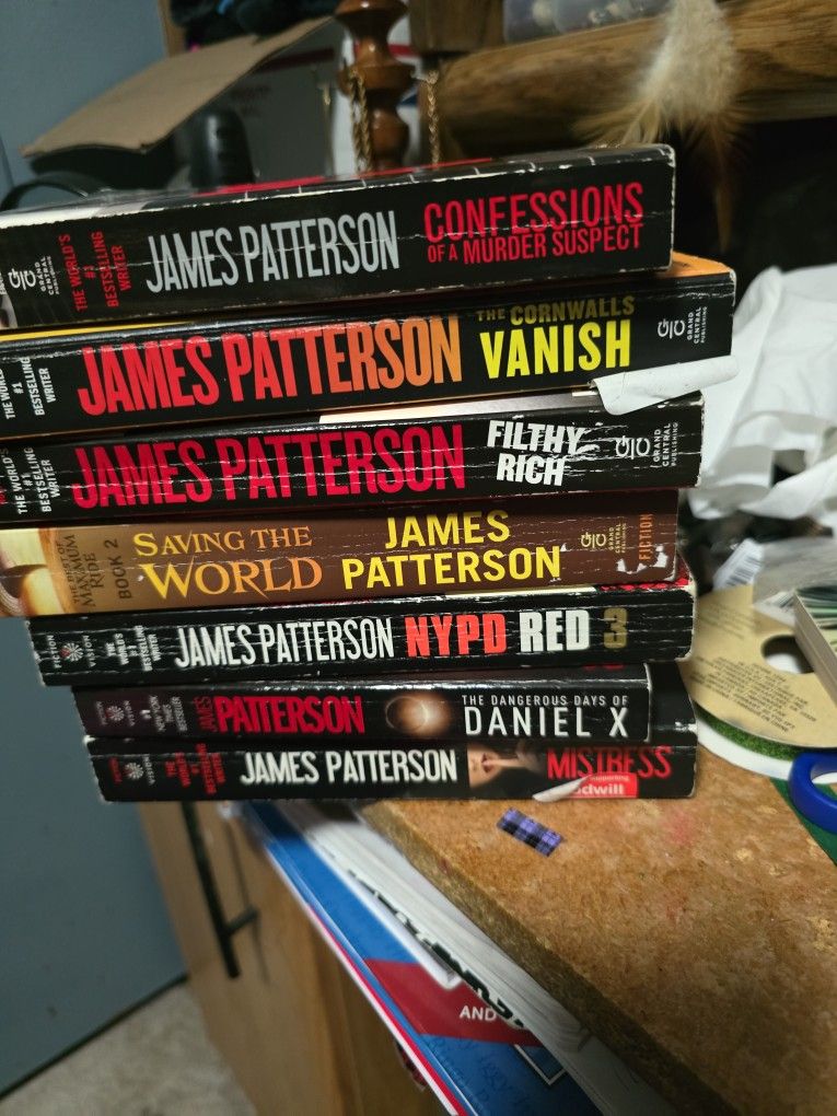 7 James Patterson Paperback Novels Confessions Of A Murder Suspect, The Cornwalls Vanish, Filthy Rich, Saving The World, NYPD RED 3,