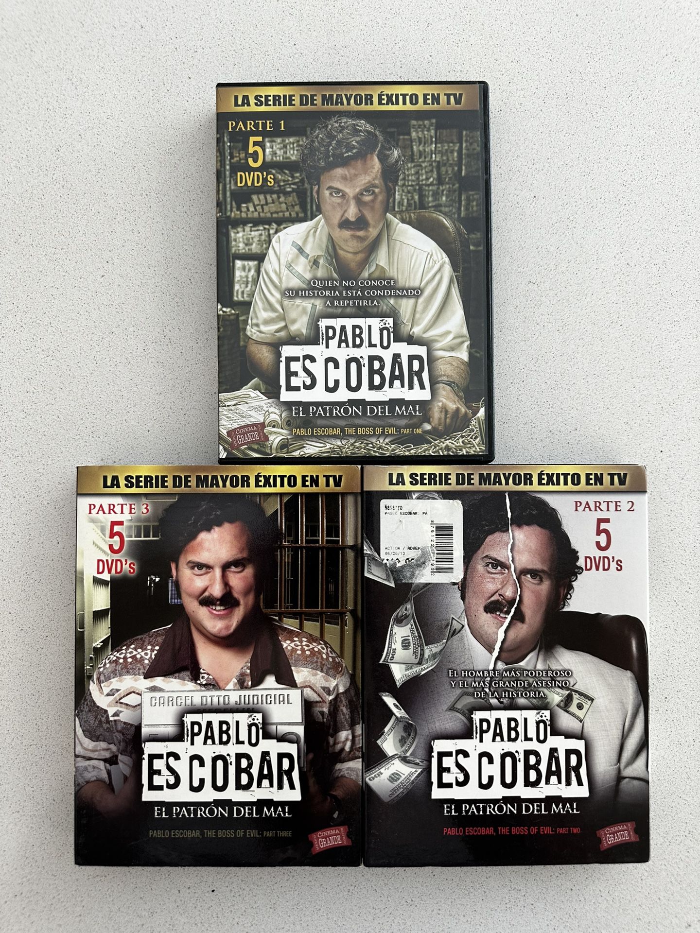 Pablo Escobar El Patron Del Mal En 3 Partes Con 15 DVDs.