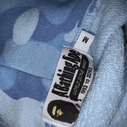 Bape hoodie flame design light blue