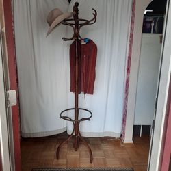 Vintage Thonet Style Bentwood Coat Rack Hall Tree - Revolving/Spinning Top