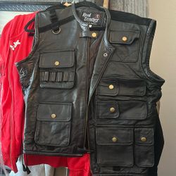 Men's Lg. Motorcycle Shield Roman Reigns Leather Vest 