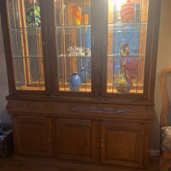 Solid Oak Curio Cabinet 