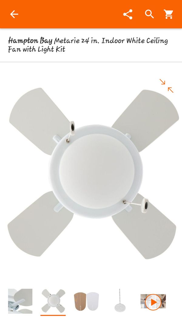 Hampton Bay Metarie 24 In Indoor White Ceiling Fan With Light Kit 37sold