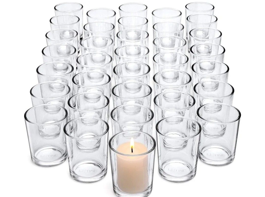 Letine 36Pcs Votive Candle Holders-Clear Glass Tea Light Candle Holders-Glass Votive Candle Holder Bulk for Wedding Centerpieces/Home Table Decor/Pro