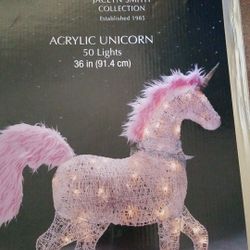 Silver Pink LIT UNICORN Outdoor Christmas