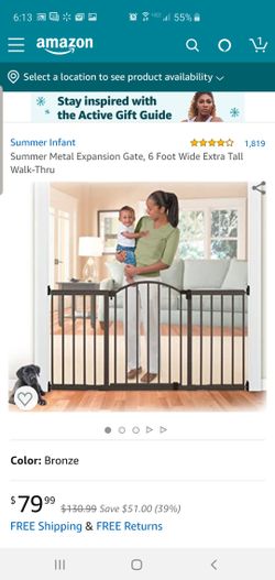 Summer Metal Expansion Gate, 6 Foot Wide Extra Tall Walk-Thru