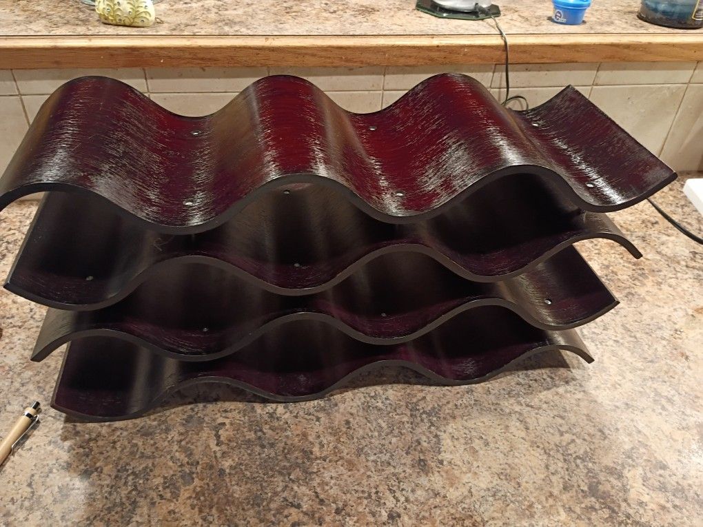 Wavy Wood Wine Rack