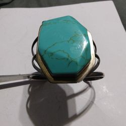 925 Silver And Turquoise Cuff Bracelet Turquoise Size 1 7/8 X 1 3/8 Used 