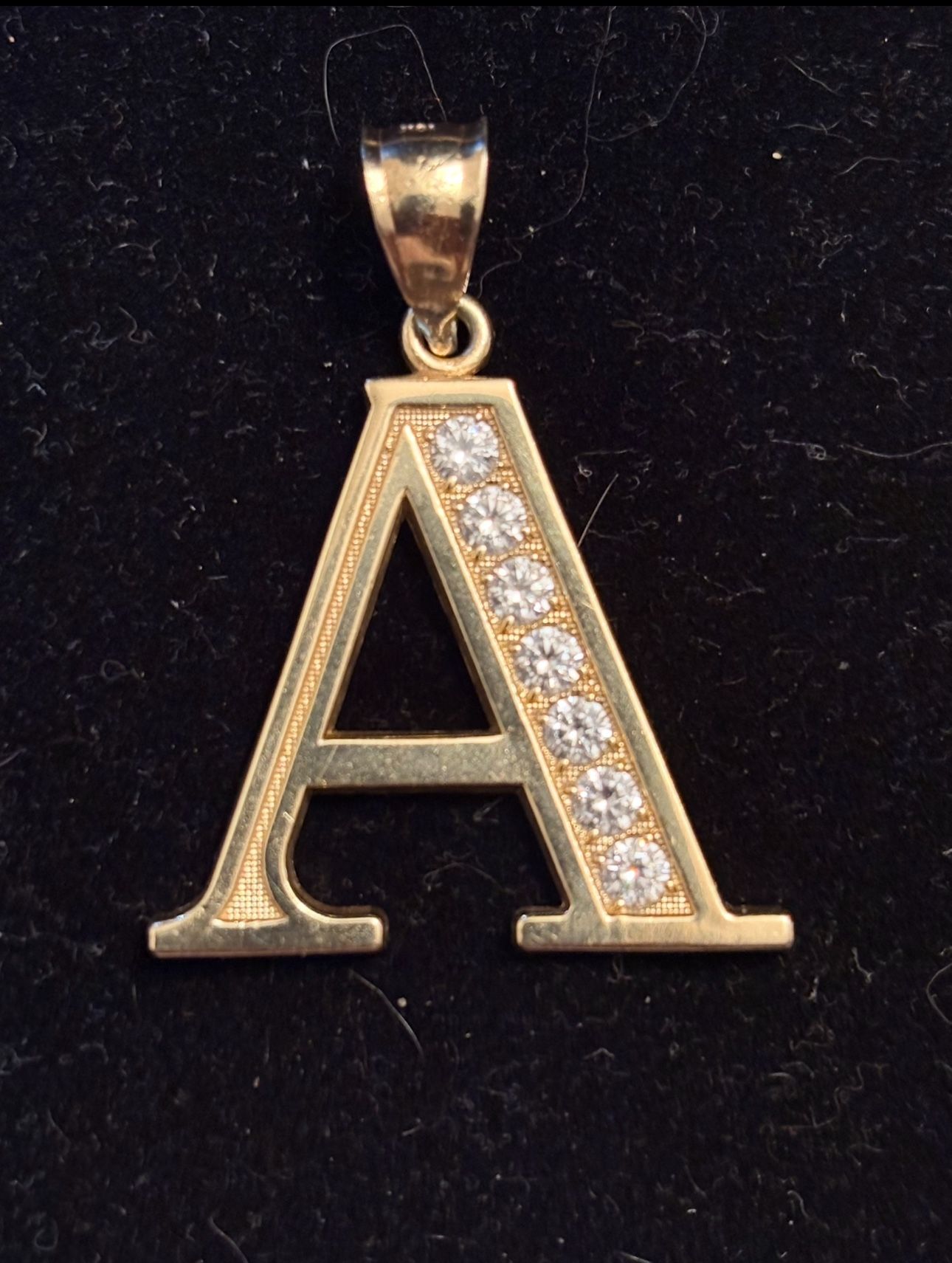 10kt Gold “A” Pendant w/cz
