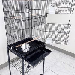 (Brand New) $60 Bird Cage 60” Tall Standing Parrot Parakeet with Rolling Stand 18x14x60 Inches