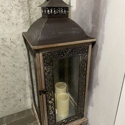 Huge Lantern And Three Battery Operated Candles
