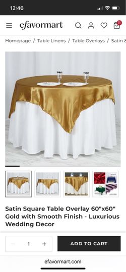 Gold Satin Square Table Overlay 60x60