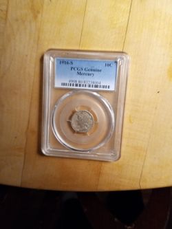 1916-s dime pcgs like new 