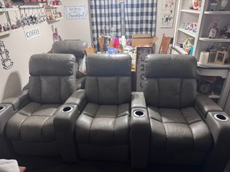 4 Gray Recliner Chairs with Lights - Complete Set